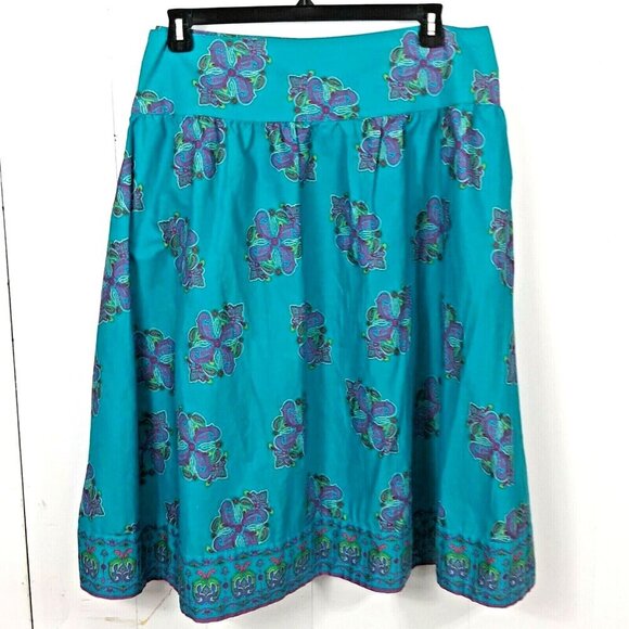 Vintage Skirt Size 18 Flare Drop Waist Blue Paisley Ethnic Boho Hippy Cotton - Picture 3 of 5